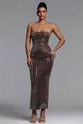 Wyatt Chic Contour Strapless Rhinestone Maxi Dress	