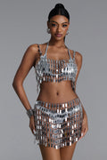 Lavender Chic Mirror Chain Top and Skirt Set	
