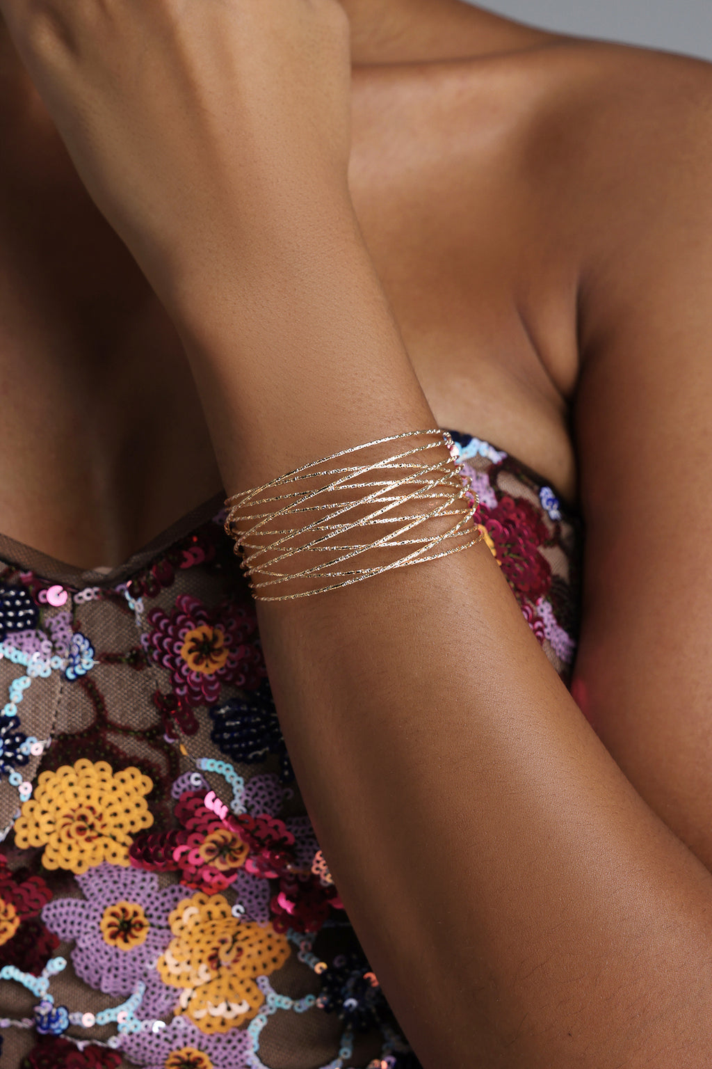 Varuni Multi Layer Sparkle Gold Bracelet	