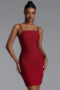 Letitia Classic Contour Stripe Bandage Red Mini Dress	