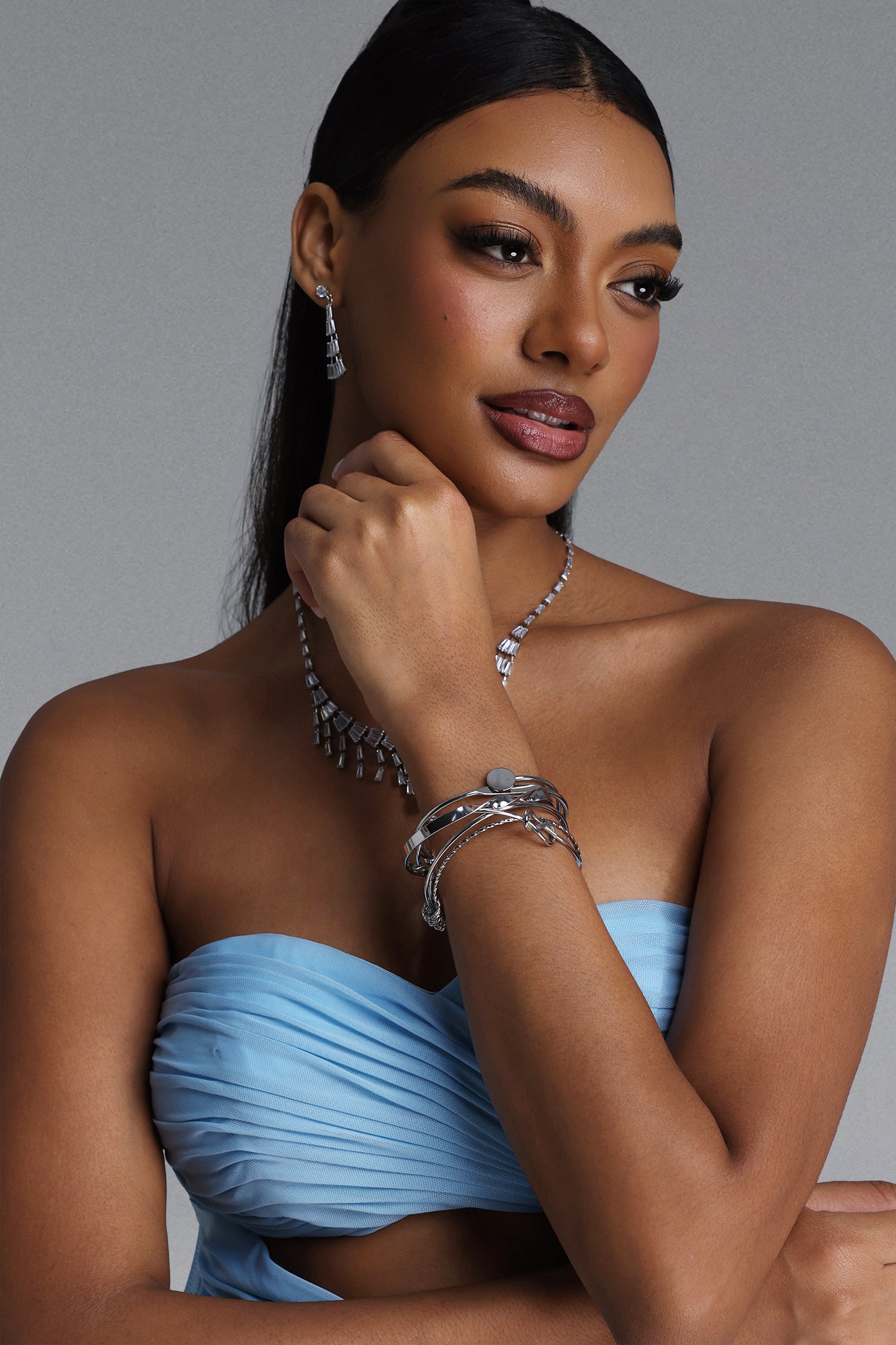 Linette Silver Multi Stackable Bracelet Set	