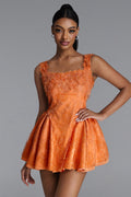 Kaylee Romantic Tailored Square Neck Lace Mini Dress	