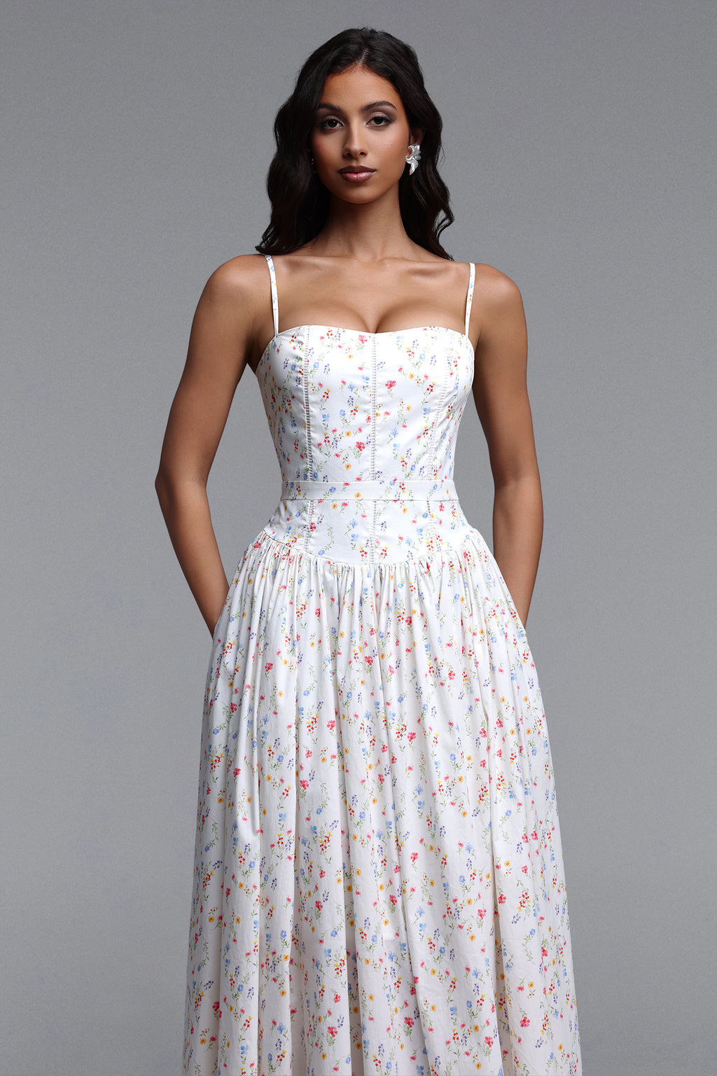 Qerly Resort Flowy Sleeveless Floral Print Maxi Dress	