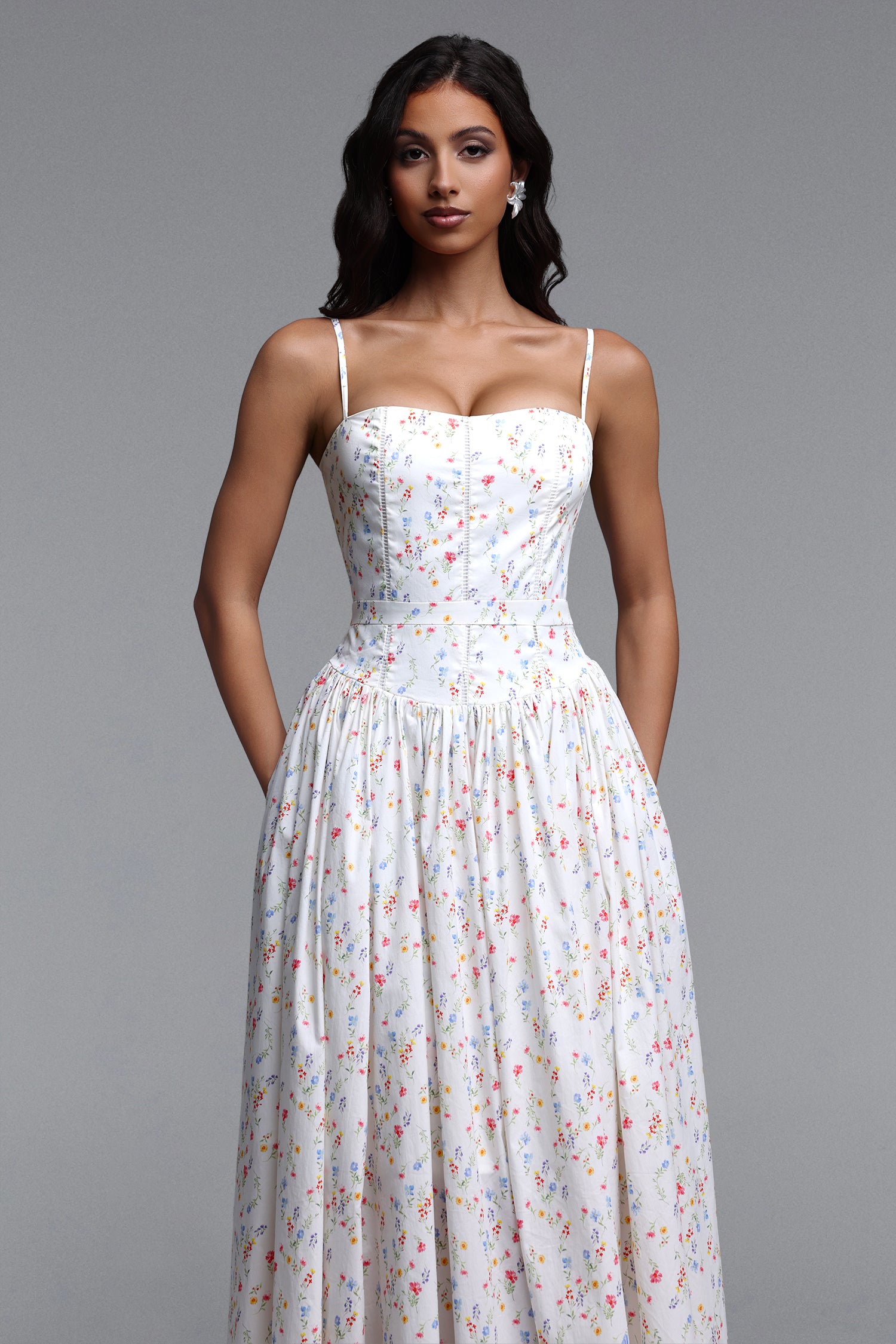 Qerly Resort Flowy Sleeveless Floral Print Maxi Dress	