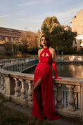 Tesare Halter Sleeveless Hollow Out Maxi Dress	