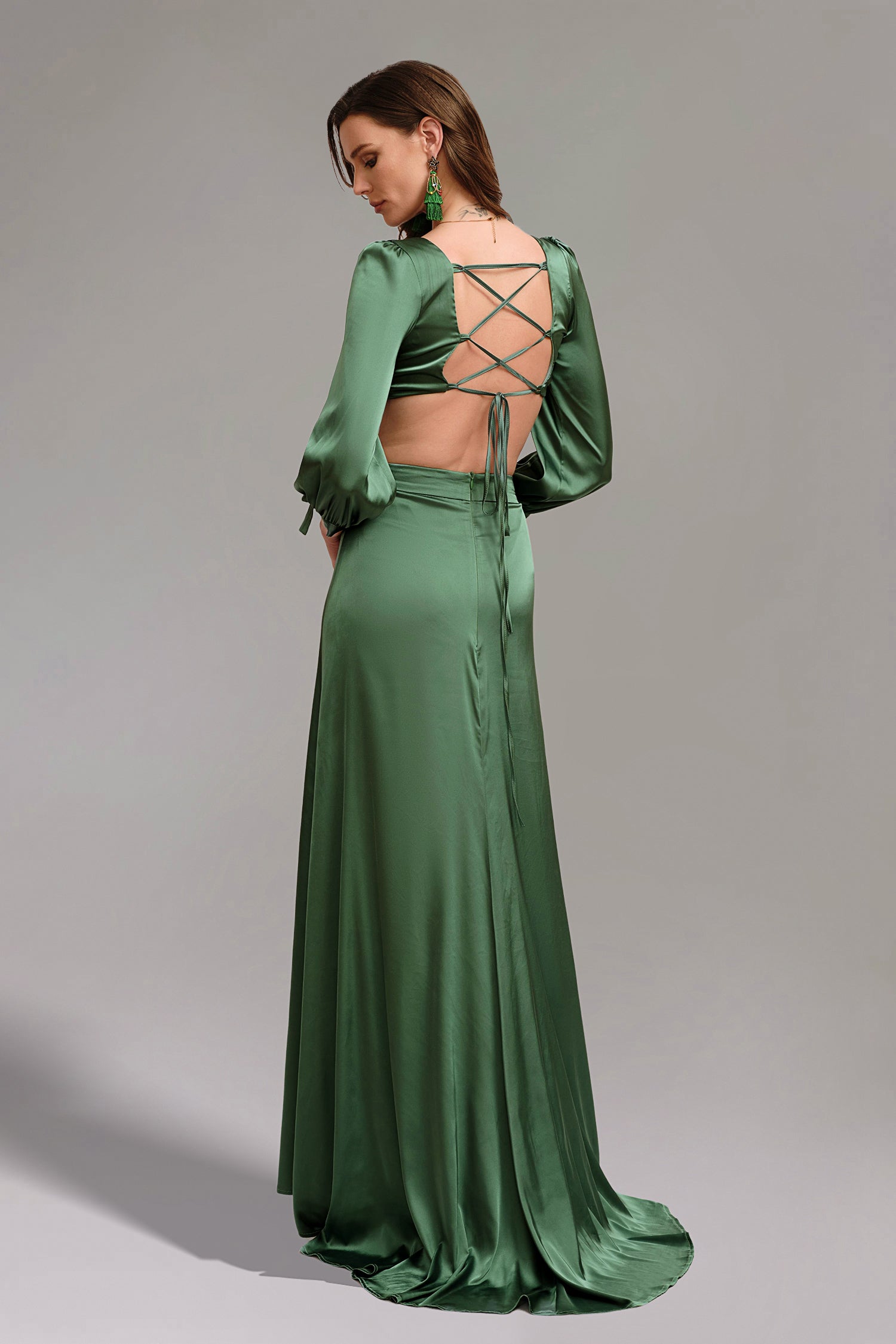 Looly Deep V Maxi Dress - Green	