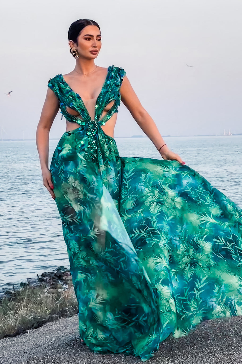 Yoland Printed Embellished Maxi Dress	