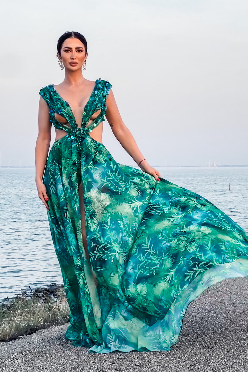 Yoland Printed Embellished Maxi Dress	