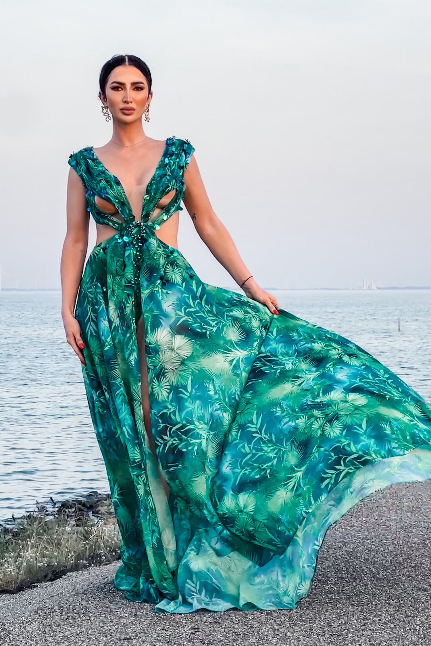 Yoland Printed Embellished Maxi Dress	