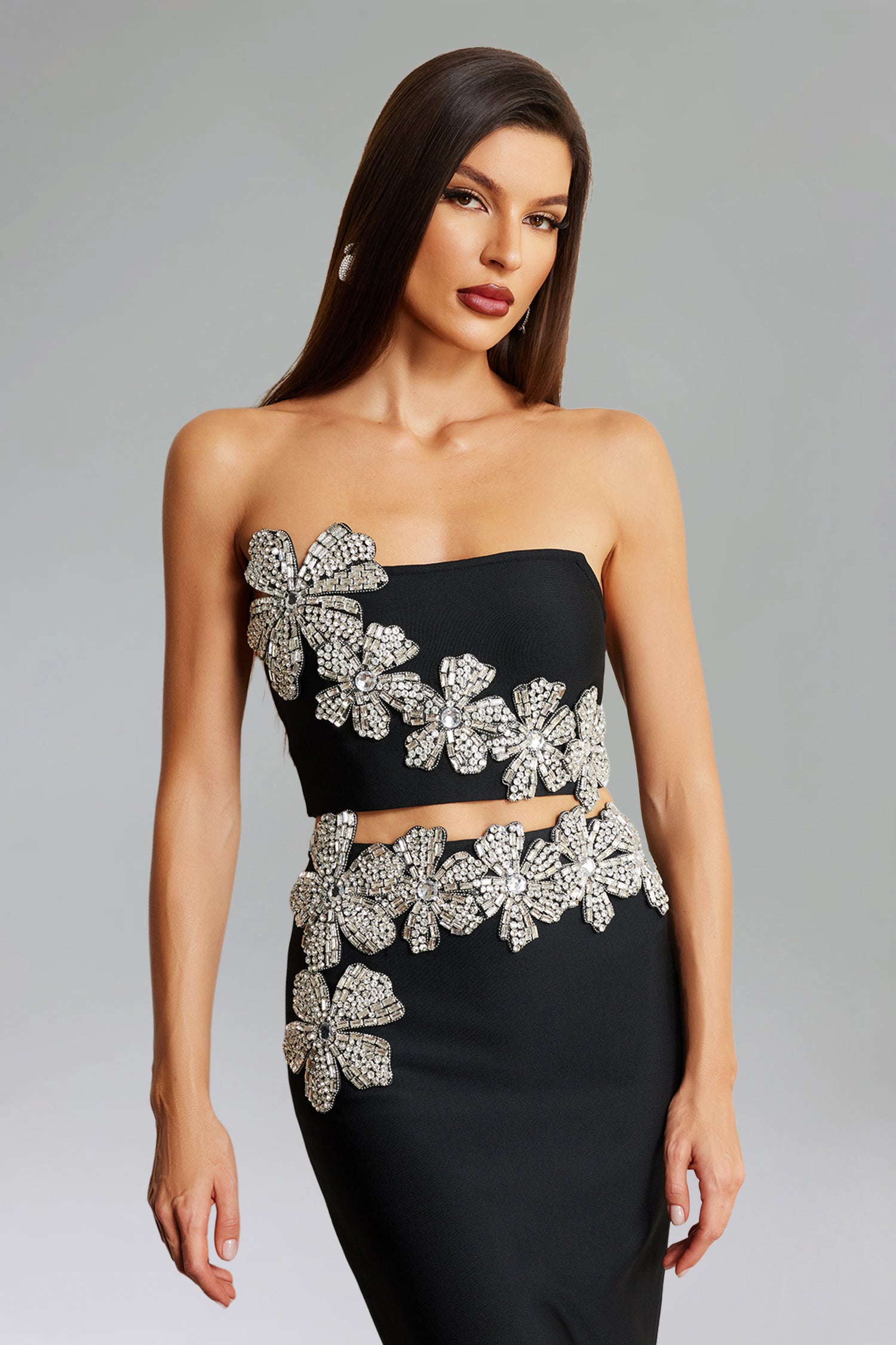 Eleganza Flowers With Diamonds Bandage Two-Piece Set	