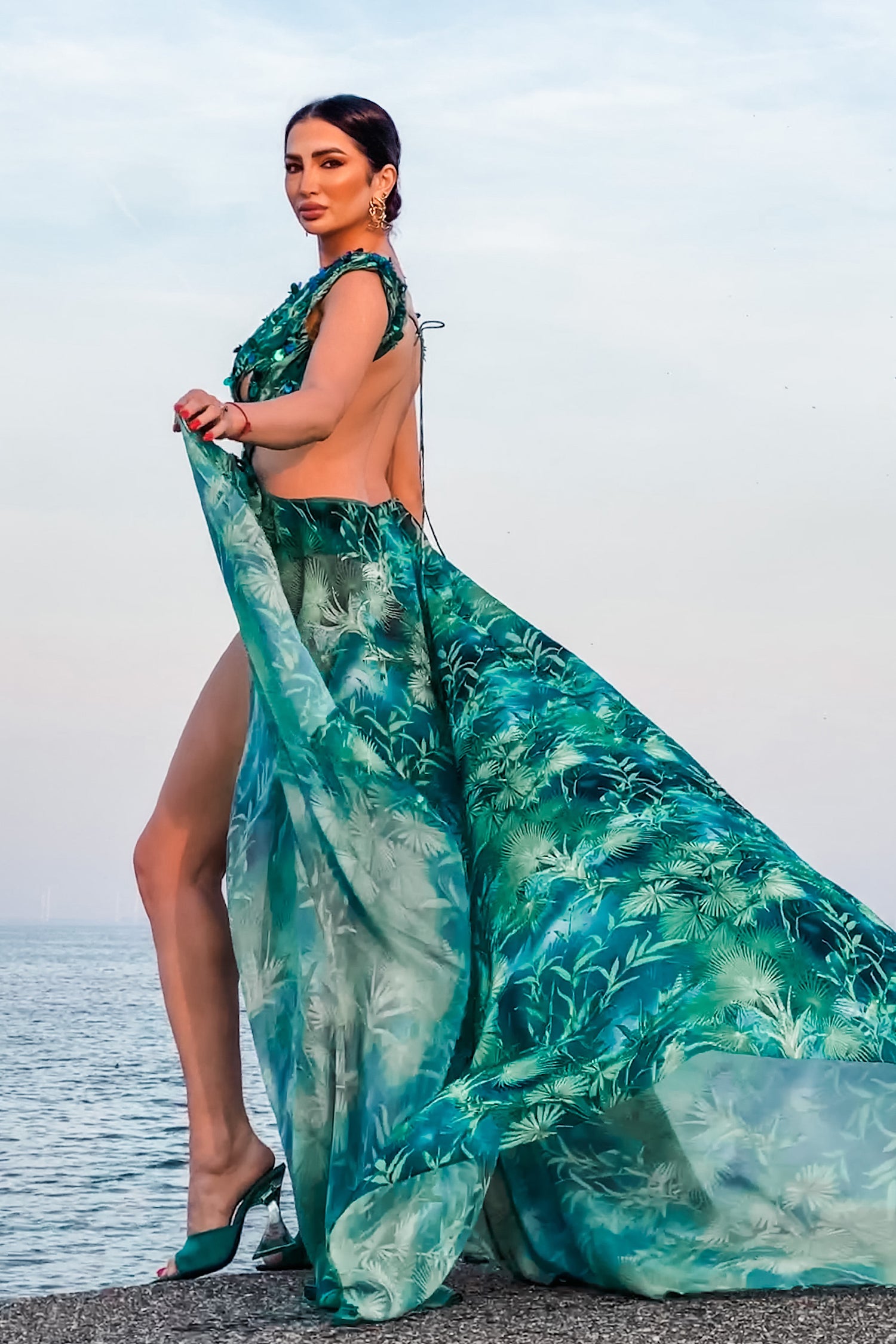 Yoland Printed Embellished Maxi Dress	
