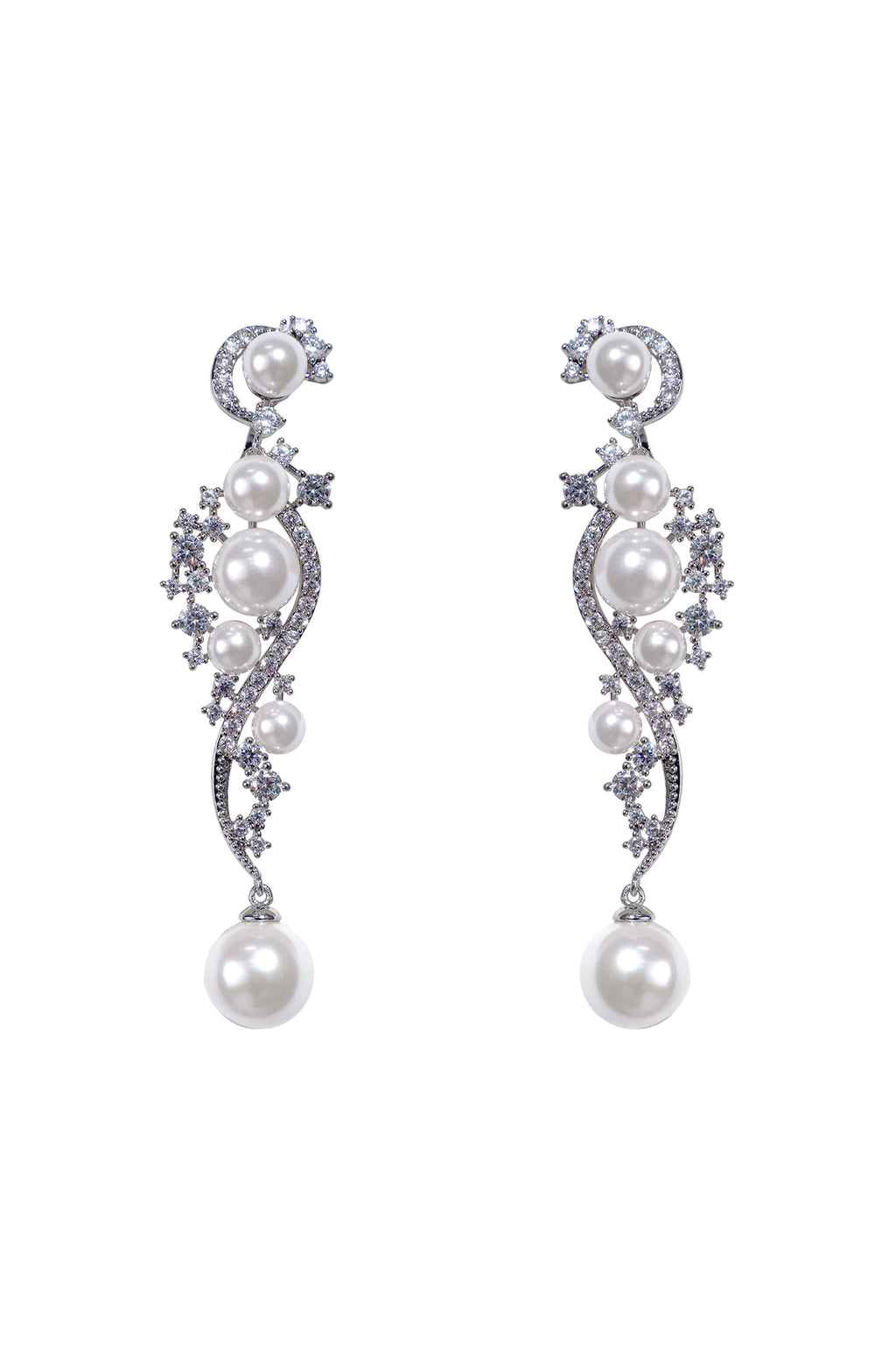 Zeren Pearl Geometry Diamond Earrings	