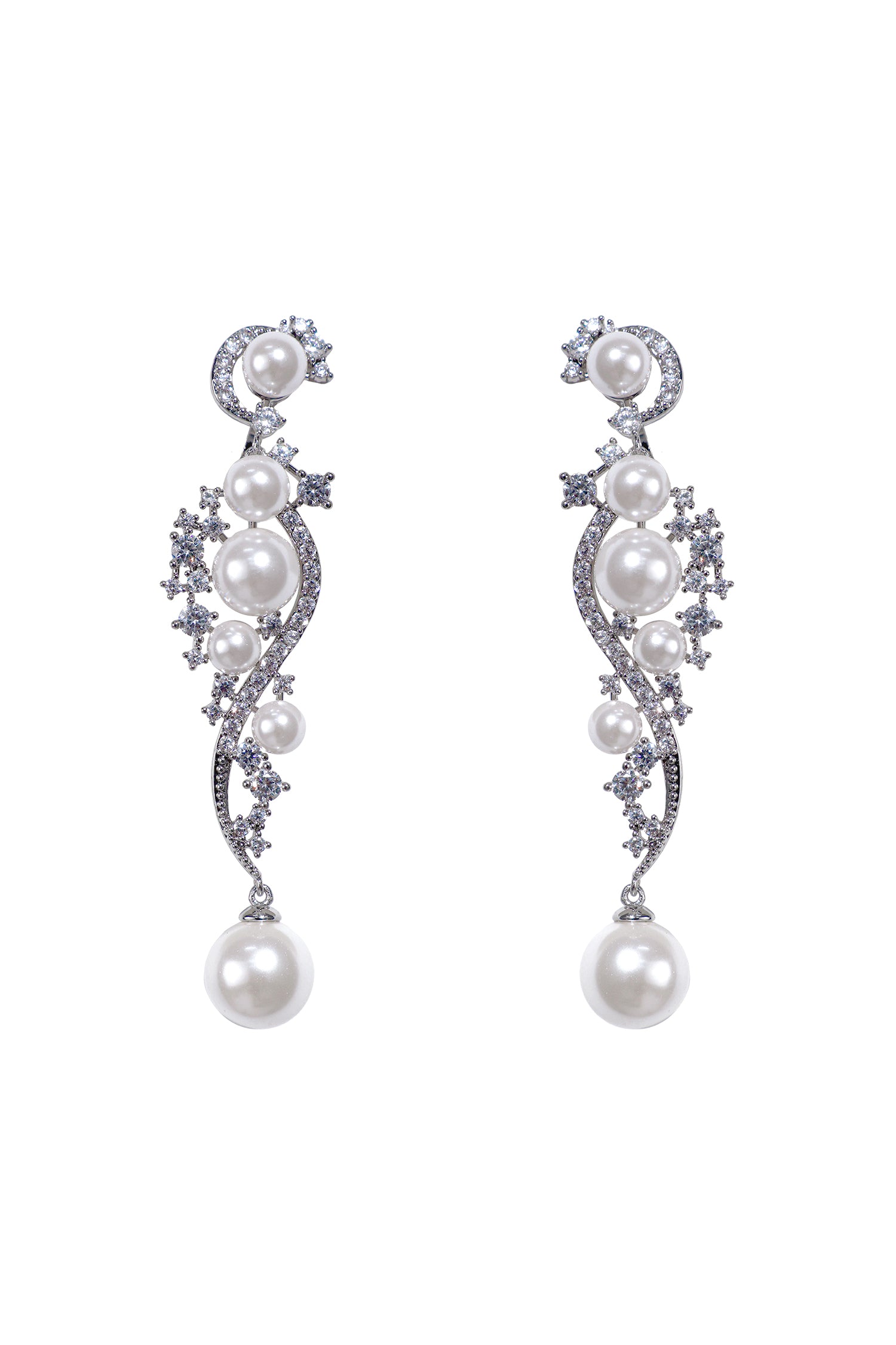 Zeren Pearl Geometry Diamond Earrings	