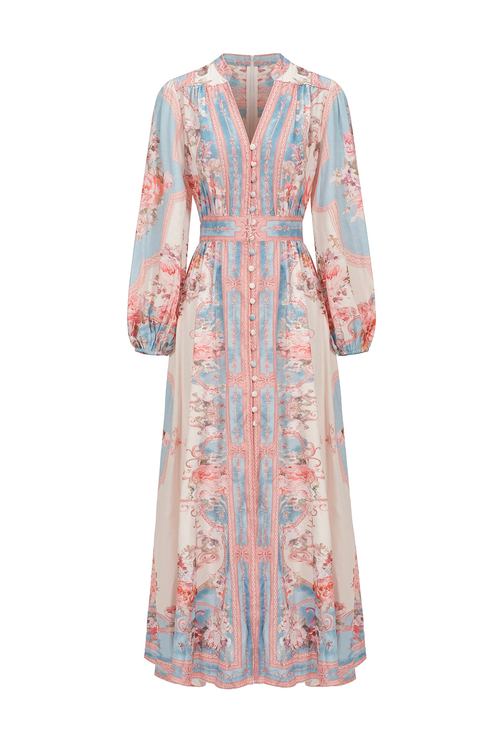 Dorte Long Sleeve Floral Printed Maxi Dress	