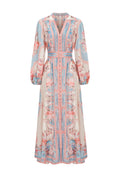Dorte Long Sleeve Floral Printed Maxi Dress	
