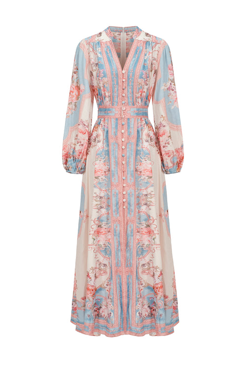 Dorte Long Sleeve Floral Printed Maxi Dress	