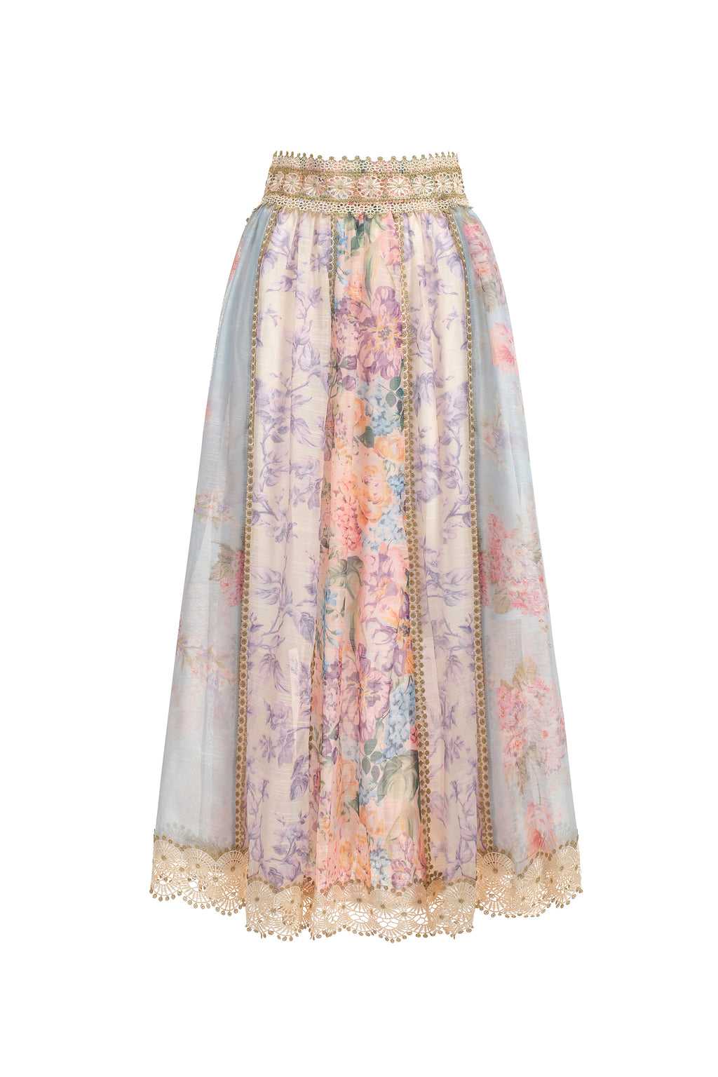 Ruby Long Sleeve Floral Printed Lace Top And Skirt Two-Piece Set	
