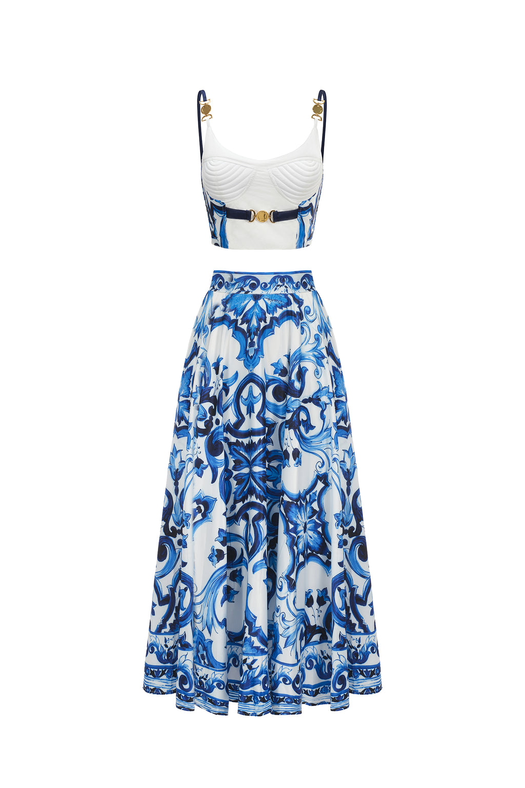 Kaona Halter Floral Printed Top And Skirt Two-Piece Set	