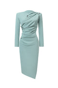 Nina Elegant Cinched Waist Long Sleeve Sequin Floral Pleated Knit Midi Dress	