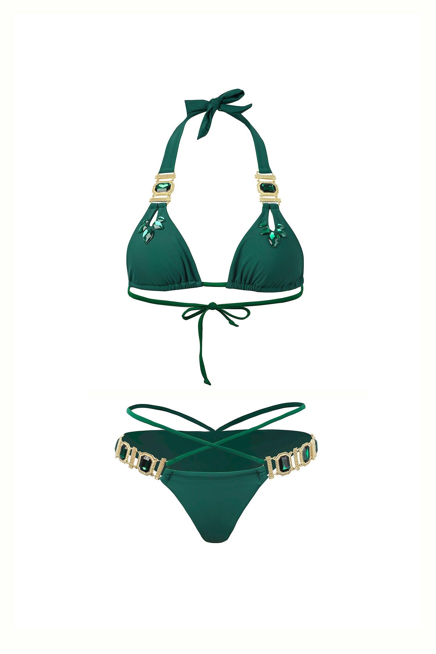 Crystal Diamond Bikini - Green - Bellabarnett	