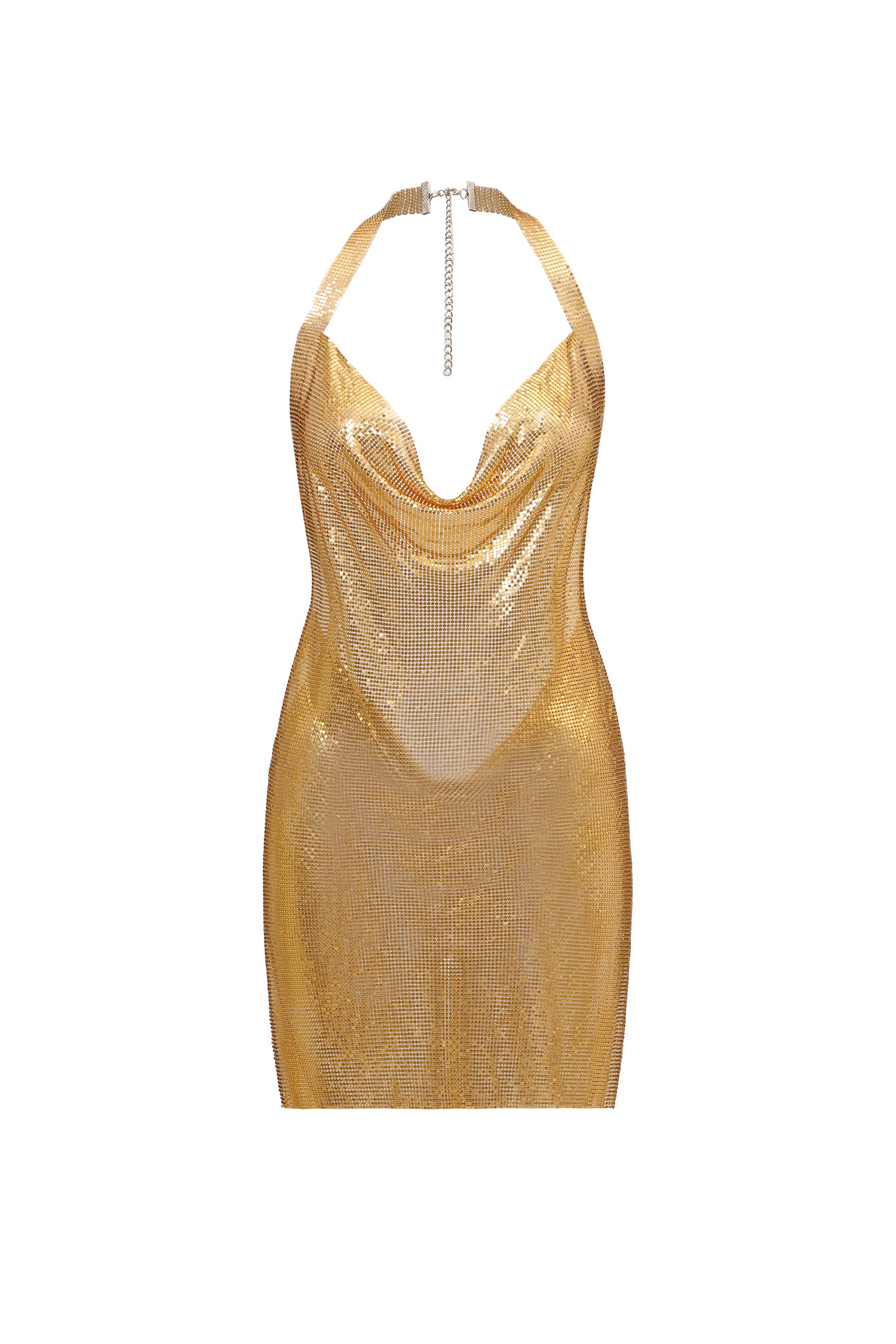 Brett Diamante Mesh Mini Dress - Gold	