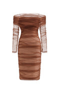 Rowena Ruched Mesh Bandage Midi Dress	