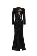 Rebeka Sequin Slit Maxi Dress	