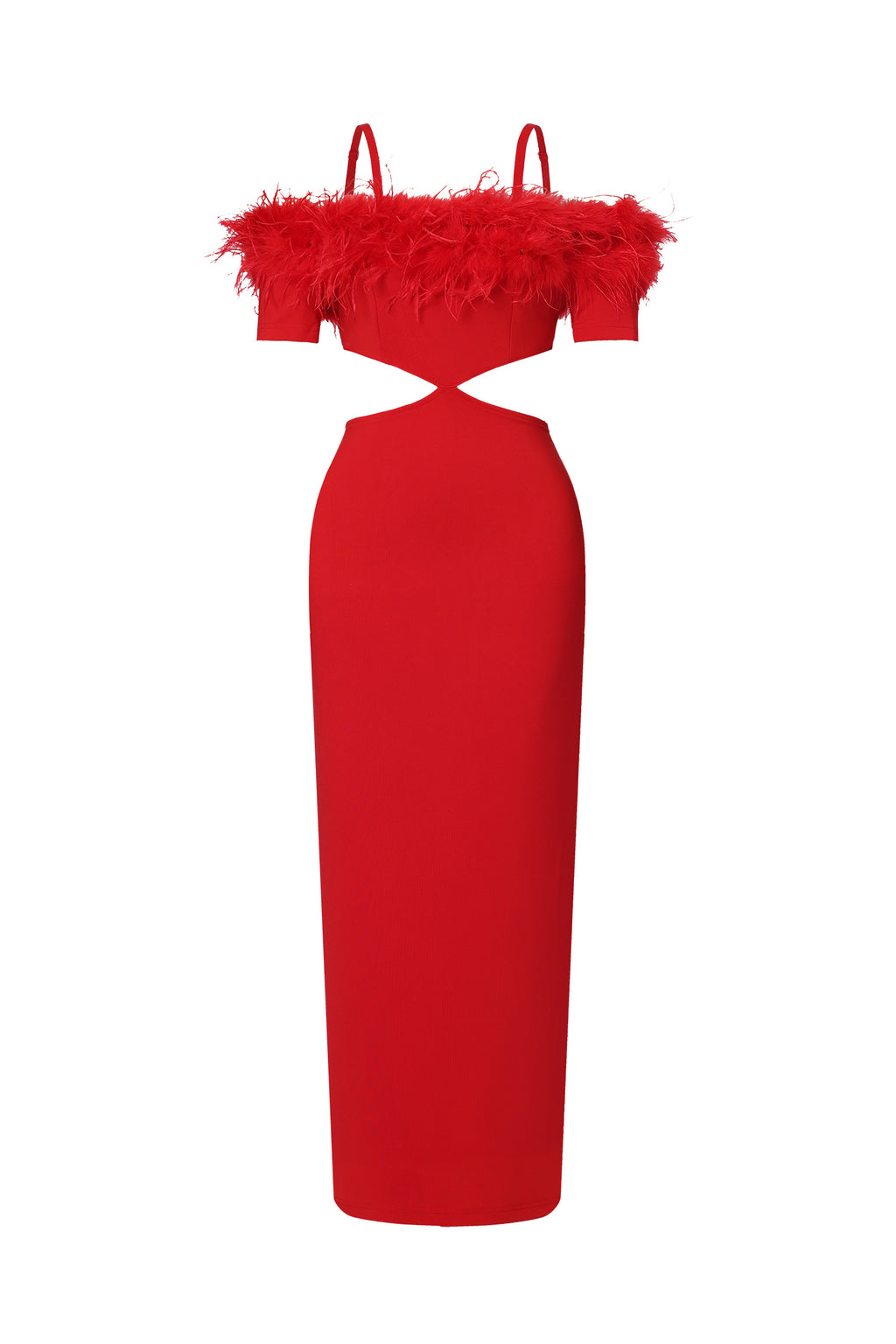 Nivia Feather Midi Bandage Dress	
