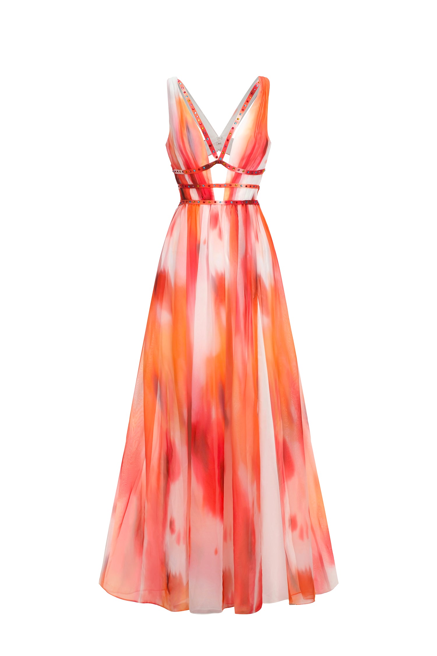 Ierra Sleeveless V-Neck Diamond Maxi Dress	