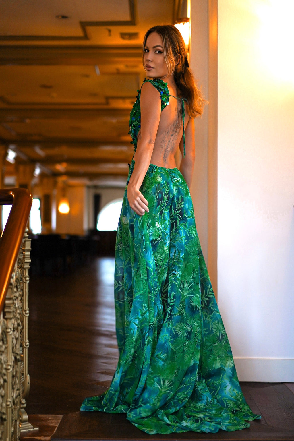 Yoland Printed Embellished Maxi Dress	