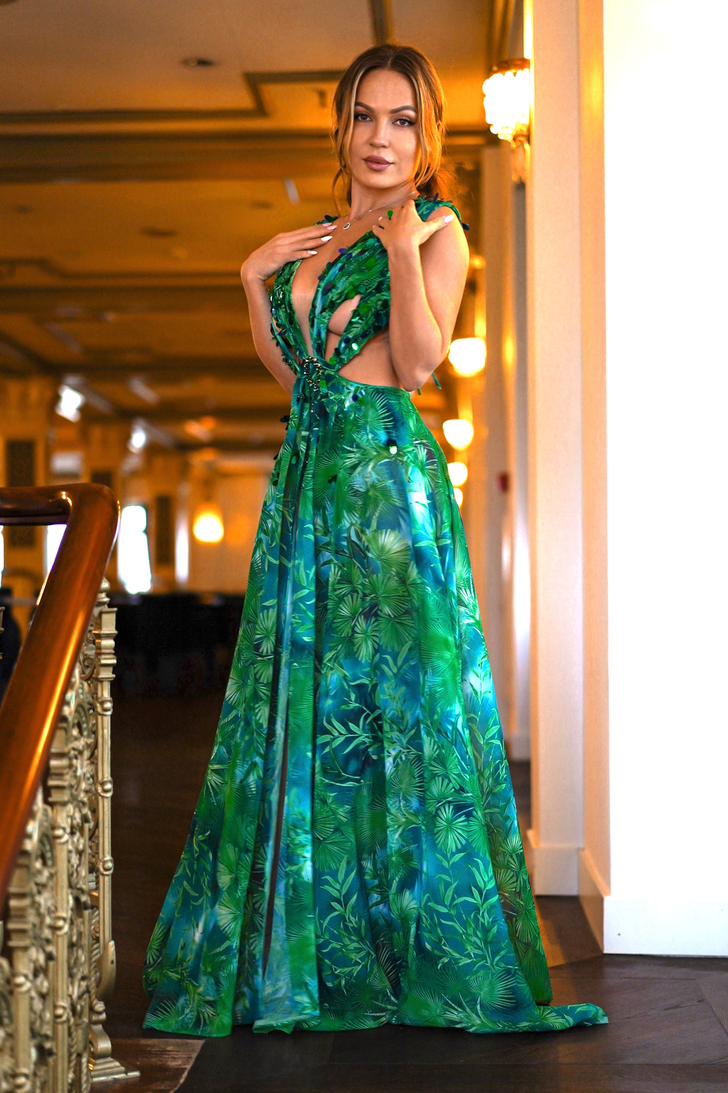 Yoland Printed Embellished Maxi Dress	