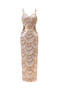 Teresa Pearl Sequin Gold Midi Dress	