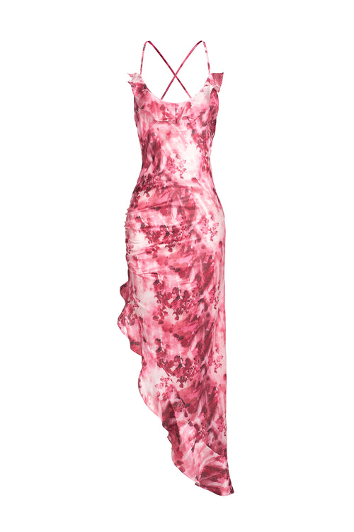 Fayie Floral Ruffled Skew Dress	