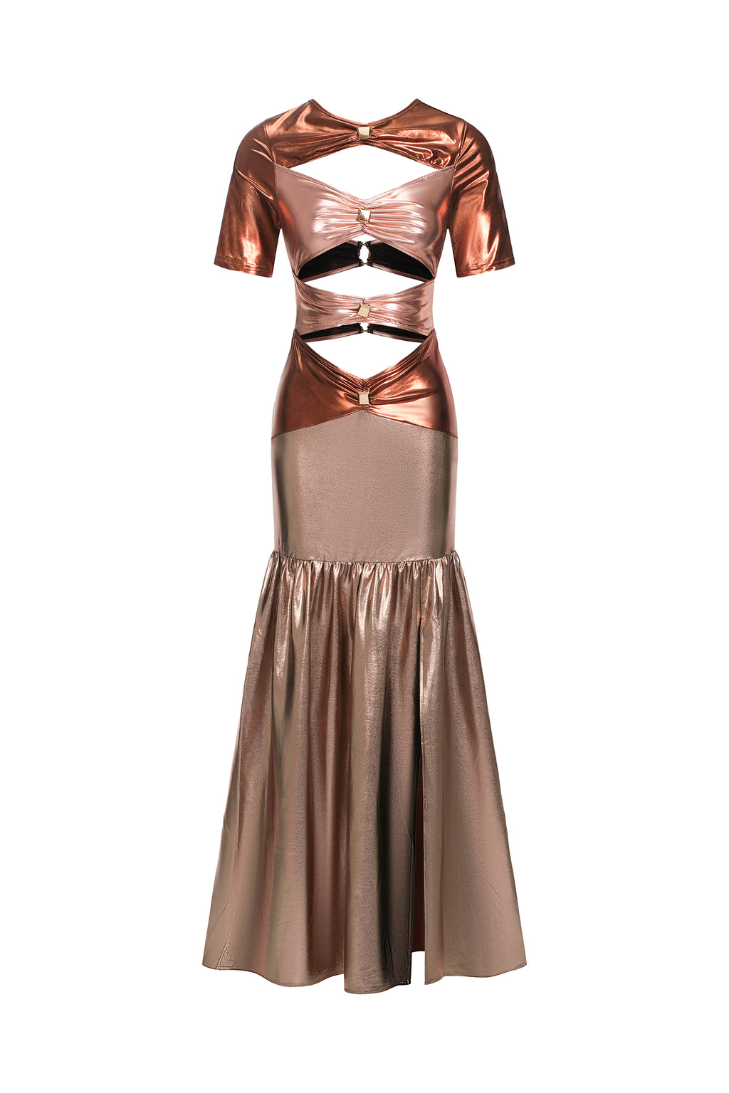 Kaci Metallic Cut Out Maxi Dress	