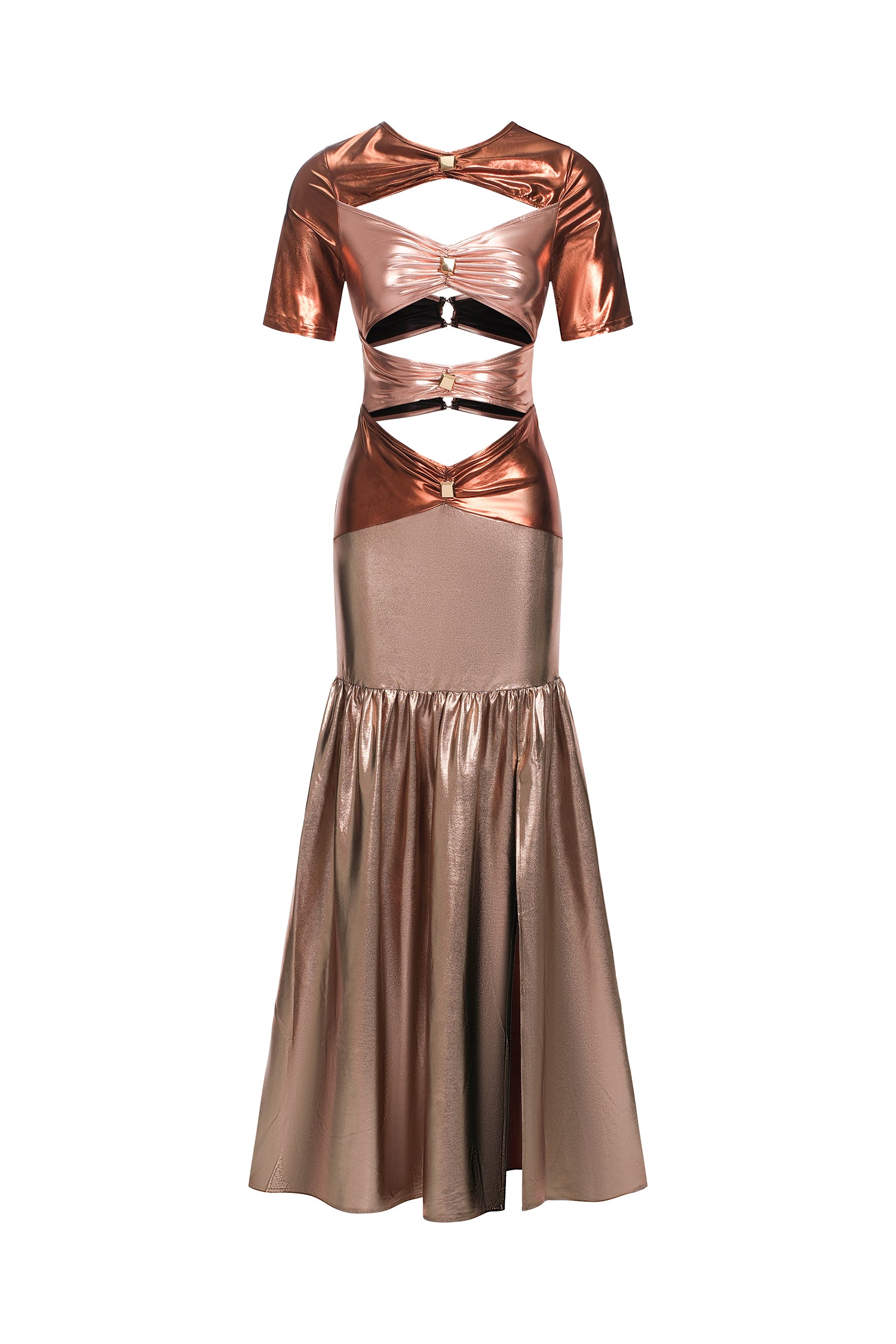 Kaci Metallic Cut Out Maxi Dress	