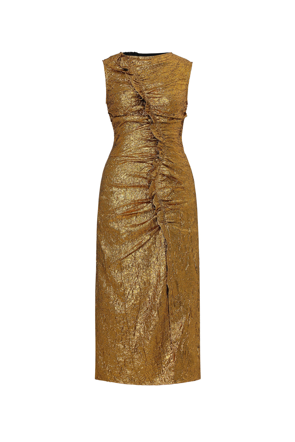 Suku Pleated Metallic Slit Dress	