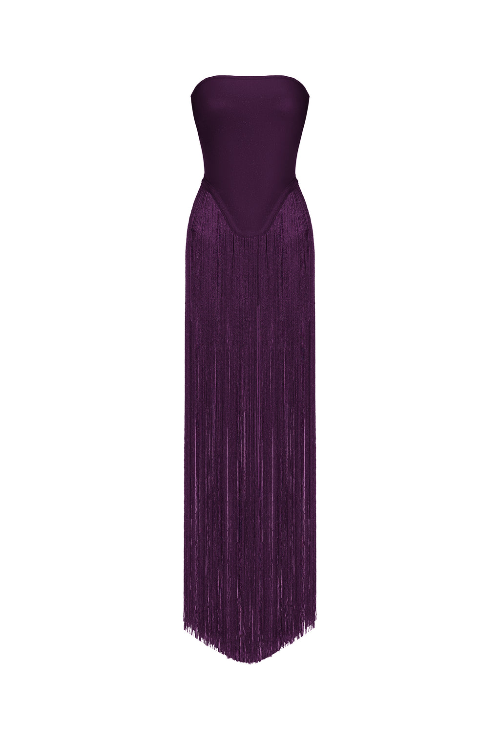 Valentina Strapless Purple Fringe Dress	