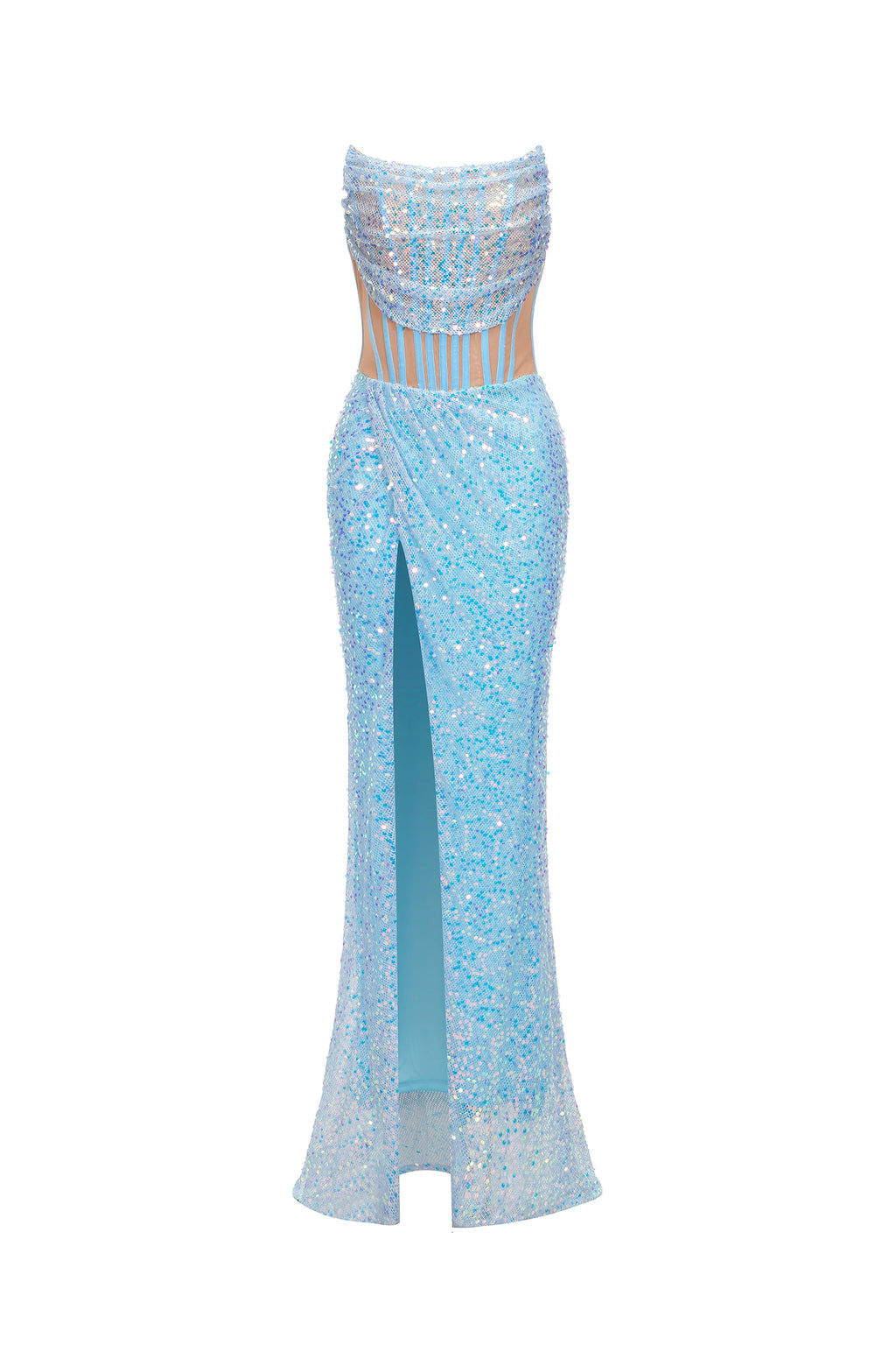 Romita Sequins Mesh Slit Dress	