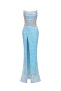 Romita Sequins Mesh Slit Dress	
