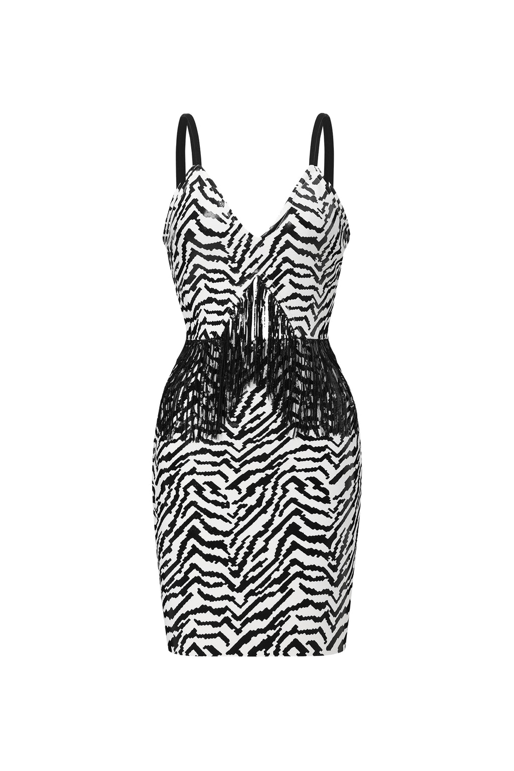Zakana Tassel Cut Out Eco-leather Mini Dress	