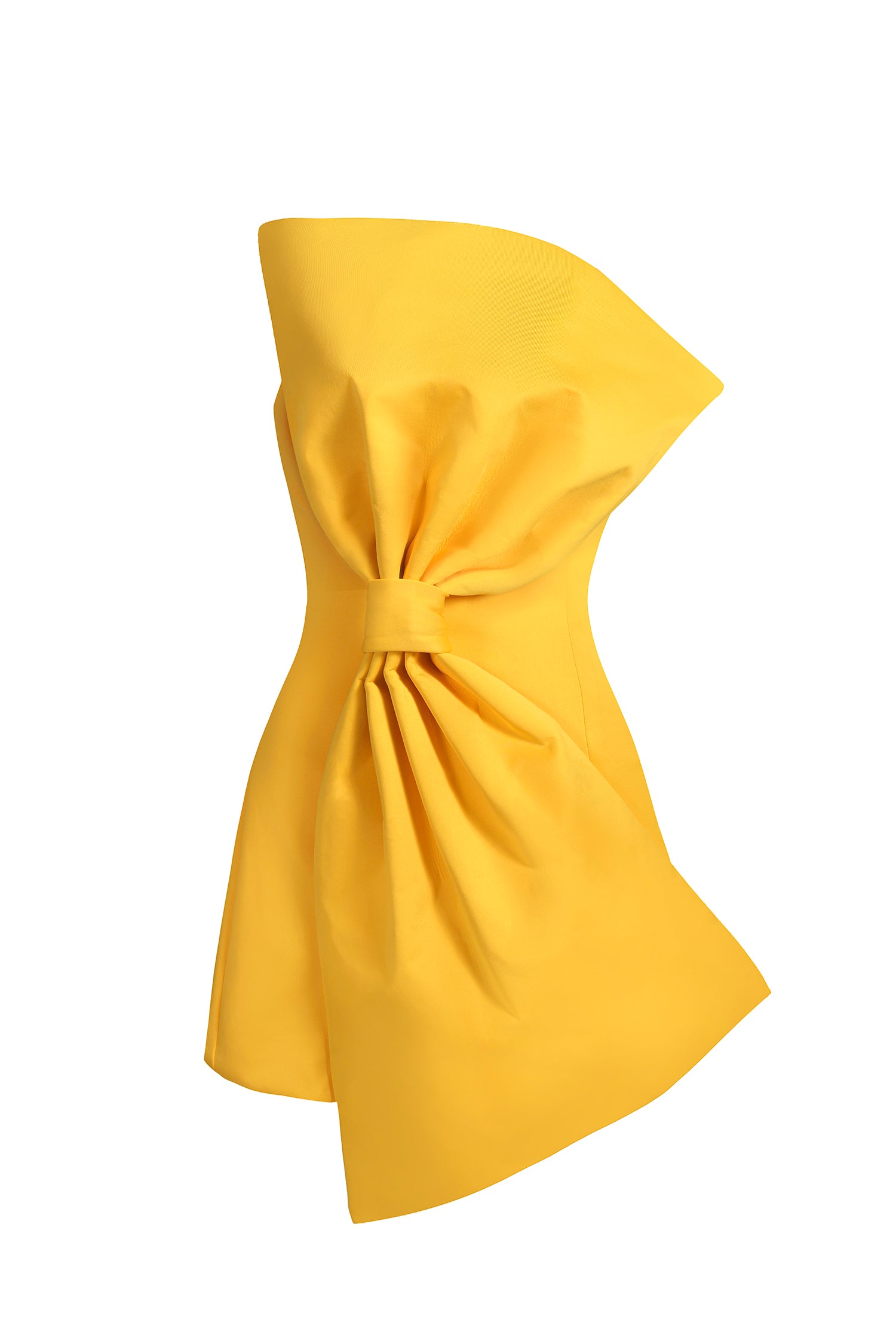Majrela Bowknot Strapless Mini Dress - Yellow	