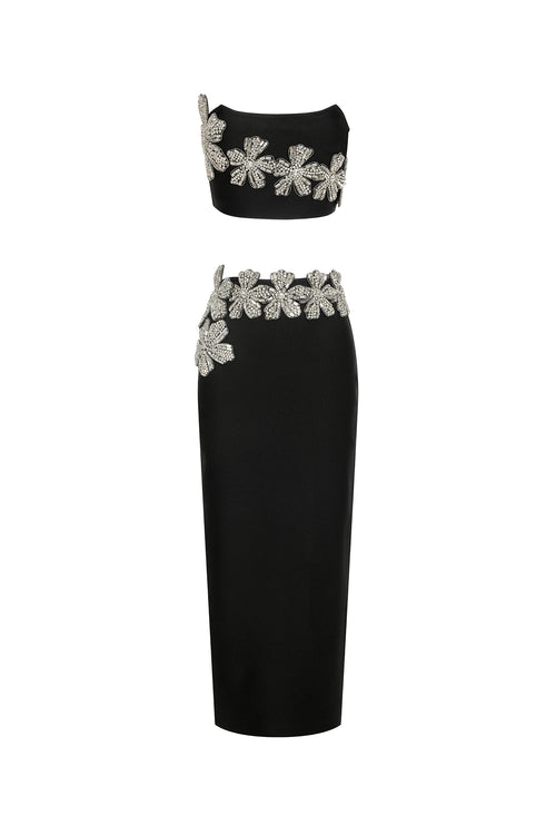 Eleganza Flowers With Diamonds Bandage Two-Piece Set	