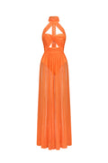 Rivka Halterneck Twist Mesh Maxi Dress	