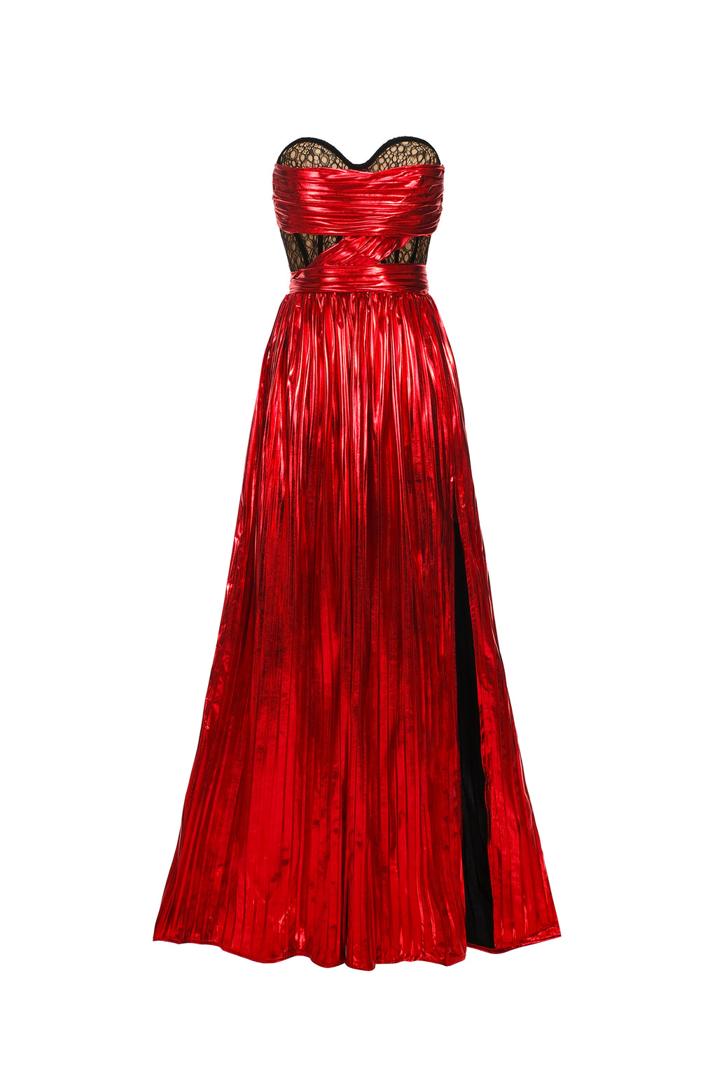Nikalia Lace Strapless High Slit Maxi Dress	