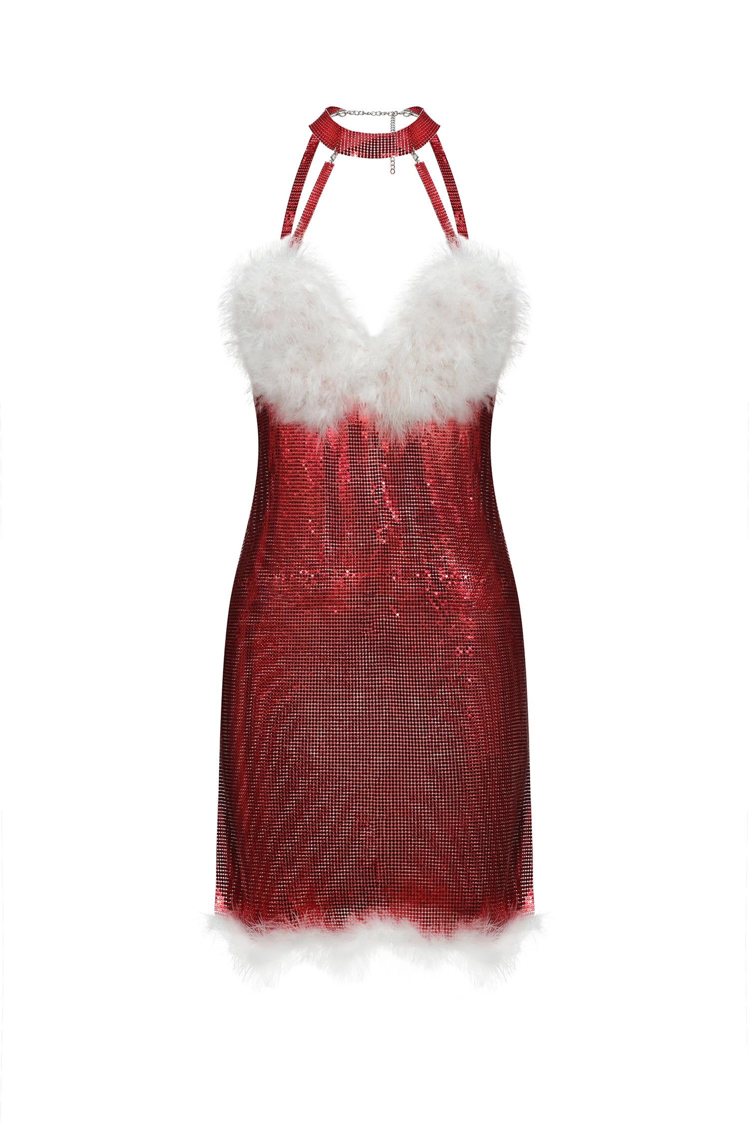 Juyce Halter Feather Mini Dress	