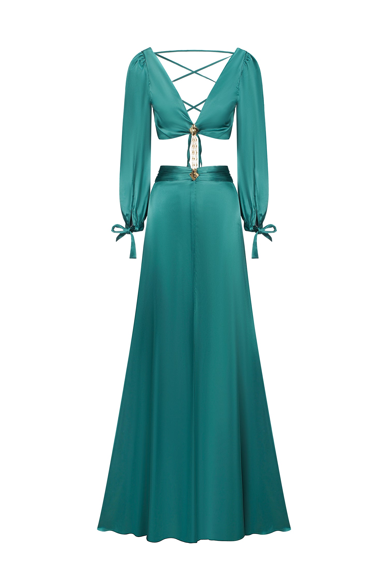 Looly Deep V Maxi Dress - Green	