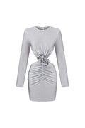Ella Long Sleeves Flowers Hollow Backless Diamond Mini Dress