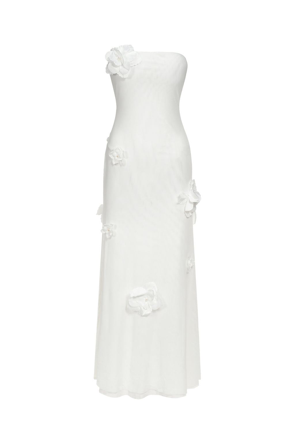 Kosala Flowers Strapless High Slit Maxi Dress	
