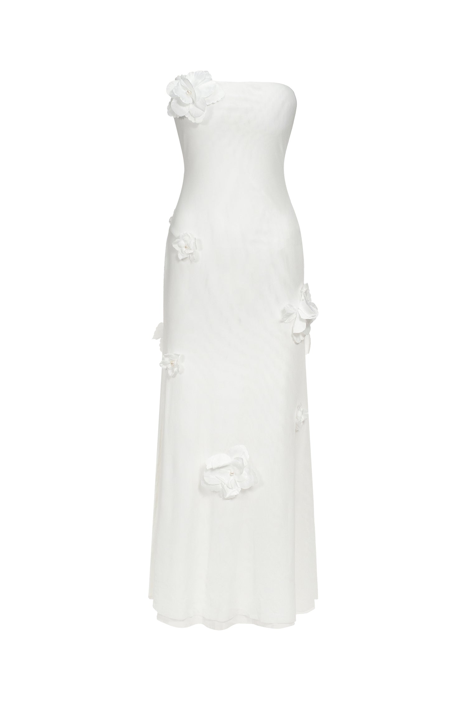 Kosala Flowers Strapless High Slit Maxi Dress	