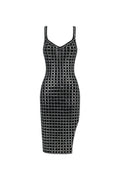 Sabriya V-Neck Sleeveless Halter Diamond Midi Dress	